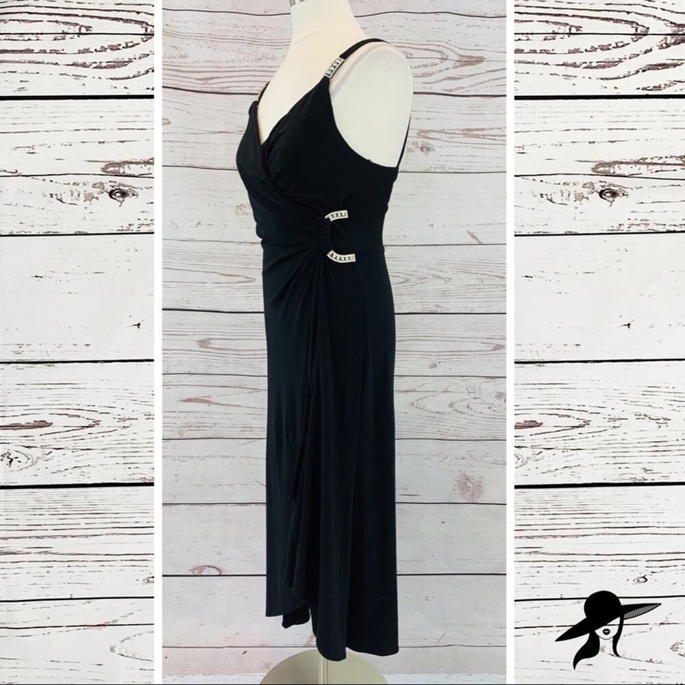 Cachet black high low rhinestones slit like new - Picture 3 of 11